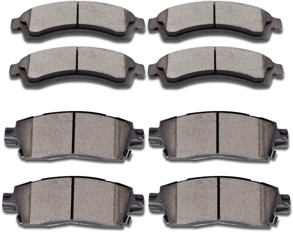Brake Pads,SCITOO 8pcs Ceramic Disc Brake Pad Kit fit Buick Rainier,Chevrolet SSR Trailblazer Trailblazer EXT,GMC Envoy Envoy XL Envoy XUV,Isuzu Ascender,Oldsmobile Bravada,Saab 9-7x