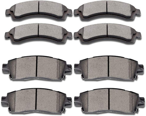 Brake Pads,SCITOO 8pcs Ceramic Disc Brake Pad Kit fit Buick Rainier,Chevrolet SSR Trailblazer Trailblazer EXT,GMC Envoy Envoy XL Envoy XUV,Isuzu Ascender,Oldsmobile Bravada,Saab 9-7x