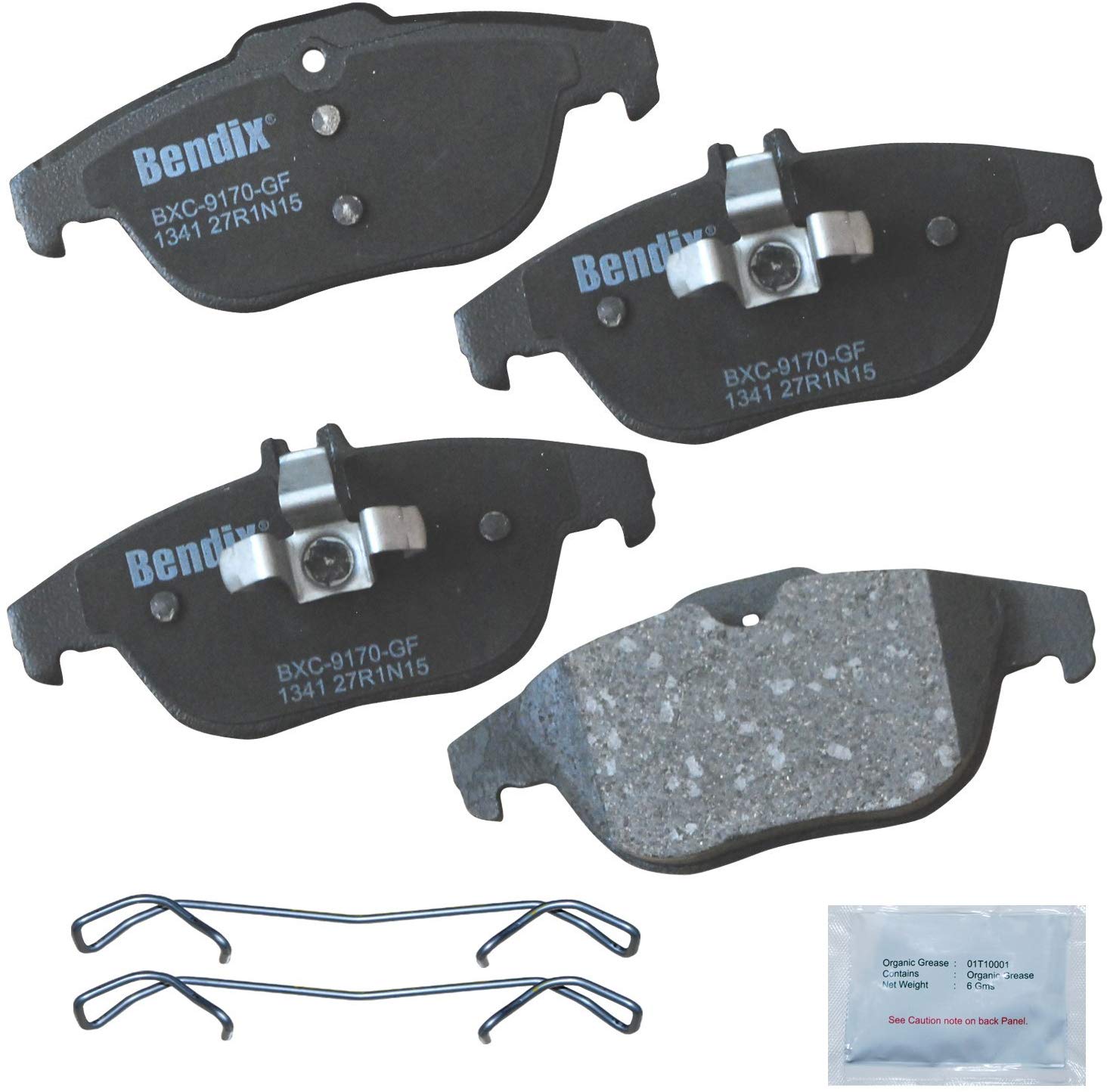 Bendix CFC1341 Premium Copper Free Ceramic Brake Pad (with Installation Hardware Rear)