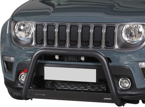 OMAC Auto Accessories Bull Bar | Stainless Steel Front Bumper Protector | Black Grill Guard Fits for Jeep Renegade 2019-2020