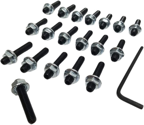 Z Whip 19pc Oil Pan Stud Kit with Locking Nuts Compatible with Acura Integra Honda Civic Del sol VTEC Type R GSR B18 B20 B16 D15 D16 1.8L H22 H23 B C D F H Series Engines B Engine Oilpan Bolt Set