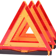 CARTMAN Warning Triangle DOT Approved, Identical to: United States FMVSS 571.125, Reflective Warning Road Safety Triangle Kit, Pack of 3