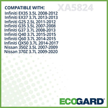 ECOGARD XA5824 Premium Engine Air Filter Fits Infiniti G37 3.7L 2008-2013, G35 3.5L 2007-2008, QX50 3.7L 2014-2017, EX35 3.5L 2008-2012, G25 2.5L 2011-2012, Q60 3.7L 2014-2015, Q40 3.7L 2015