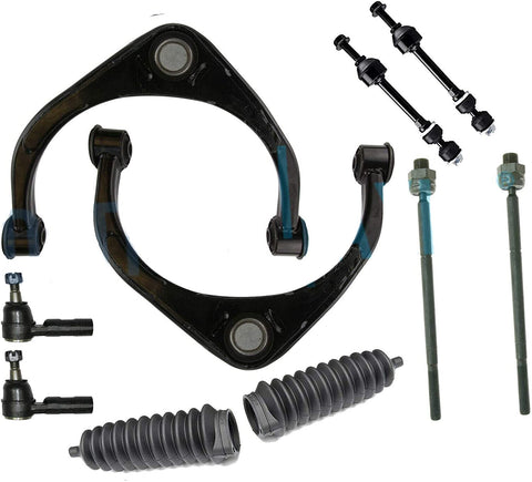 Detroit Axle - 10PC Front Upper Control Arms w/Ball Joints, Sway Bars, Inner and Outer Tie Rods w/Rack Boots for 2009 2010 2011 2012 Dodge Ram 1500 4WD 4x4 Only