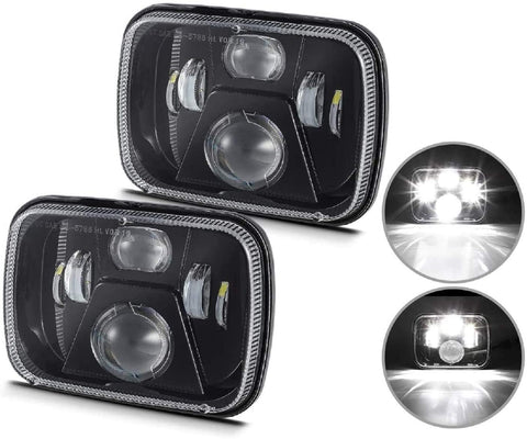 Partsam 5x7 Inch LED Headlights 7x6 Led Sealed Beam Headlamp w/High Low Beam H6054 6054 LED 110W H4 Plug H5054 6054 6052 Compatible with Jeep Wrangler YJ Cherokee XJ Toyota Pickup True DOT (Pair)