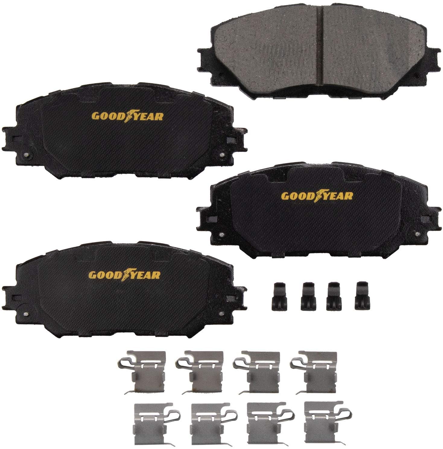 Goodyear Brakes GYD1210 Premium Ceramic Automotive Front Disc Brake Pads Set Vehicle Replacement Part for Select Sedan Cars