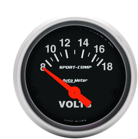 Auto Meter 3391 Sport-Comp Electric Voltmeter Gauge, 2.3125 in.