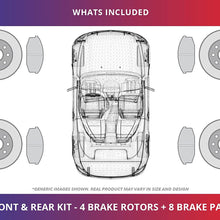(Front+Rear Kit)(High-End) 4 OEM Replacement Disc Brake Rotors + 8 Ceramic Pads(Fits:- 4lug)
