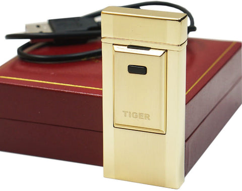 Gold Electric Arc Metal Cigarette USB Lighter Rechargeable - One Lighter w/Random Color and Design