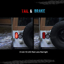 Partsam 2pcs Waterproof 6" inch Oval Sealed Stop Turn Tail Brake Marker Red 10 LED Truck Trailer Light Kit w/Grommet Plug,Mounting Brackets