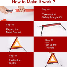 XOOL Triple Warning Triangle Emergency Warning Triangle Reflector Safety Triangle Kit Suitable for Roadside Emergencies, 3-Pack