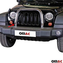 OMAC Auto Accessories Bull Bar | Stainless Steel Front Bumper Protector | Silver Grill Guard Fits for Jeep Wrangler 2007-2017