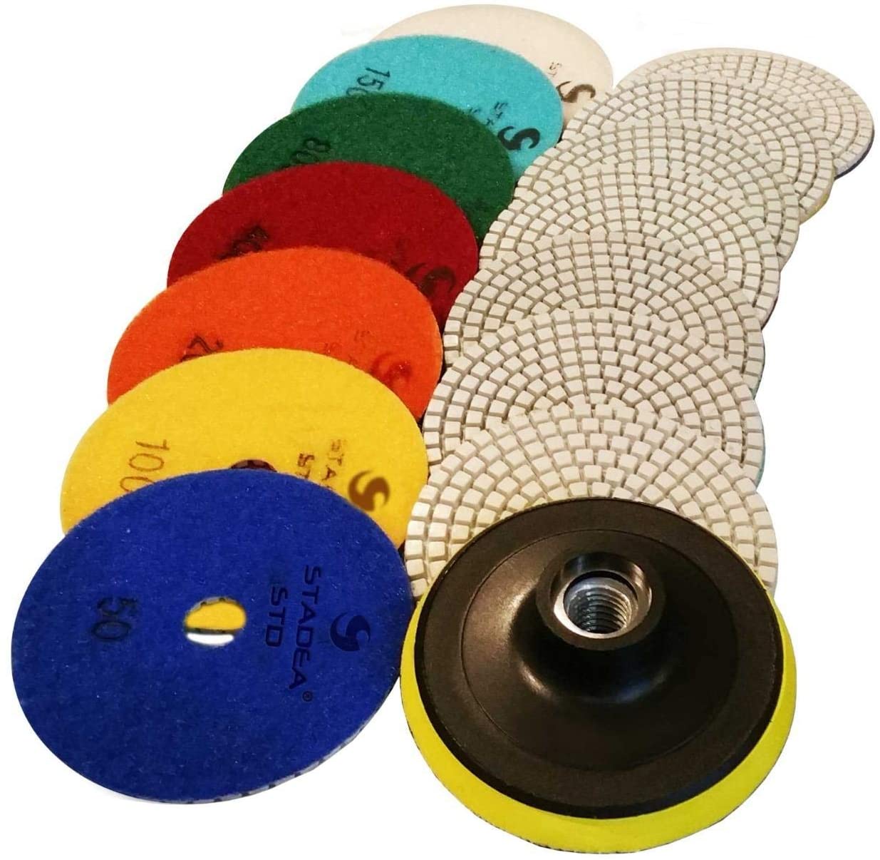 Diamond Polishing Pads 4 inch Wet/Dry 8 Piece Set Granite Stone Concrete Marble