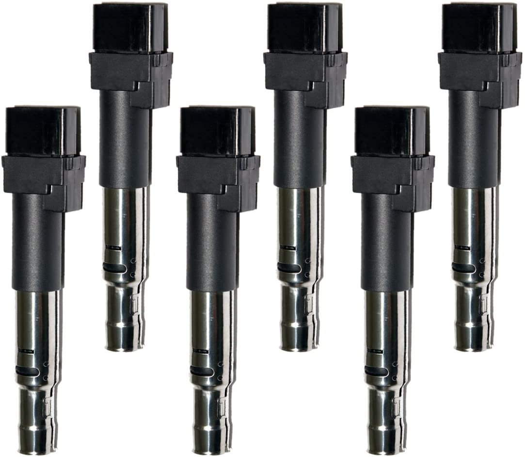 MAS Set of 6 Ignition Coils Compatible with Audi Porsche TT Cayenne Passat Volkswagen V6 3.2L 3.6L C1466 UF531