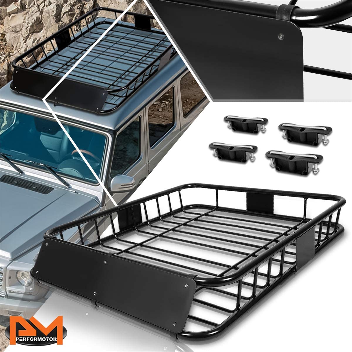 48 X 40 inches Mild Steel Roof Rack Van/SUV Baggage Cargo Carrier Basket with Wind Fairing