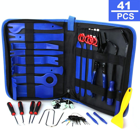 41Pcs Trim Removal Tool,Car Panel Door Audio Removal Tool Kit, Auto Clip Pliers Fastener Remover Pry Tool Set with Storage Bag