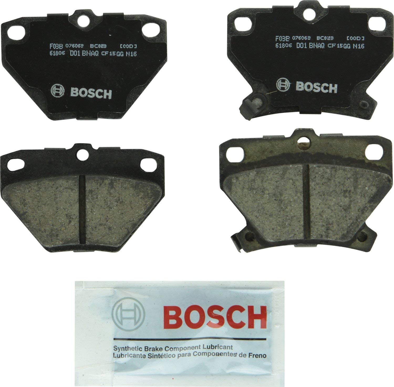 Bosch BC823 QuietCast Premium Ceramic Disc Brake Pad Set For Pontiac: 2003-2006 Vibe; Toyota: 2000-2005 Celica, 2004-2008 Corolla, 2003-2008 Matrix; Rear