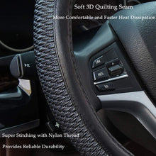 Alusbell Microfiber Leather Steering Wheel Cover for Men Women Anti-Slip Auto Car Steering Wheel Cover Universal 15 Inches Black