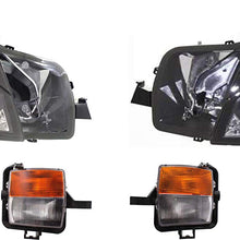 Headlight Kit Compatible with CADILLAC CTS 2003-2007 Set of 4 Right Side and Left Side With Fog Light and Headlight