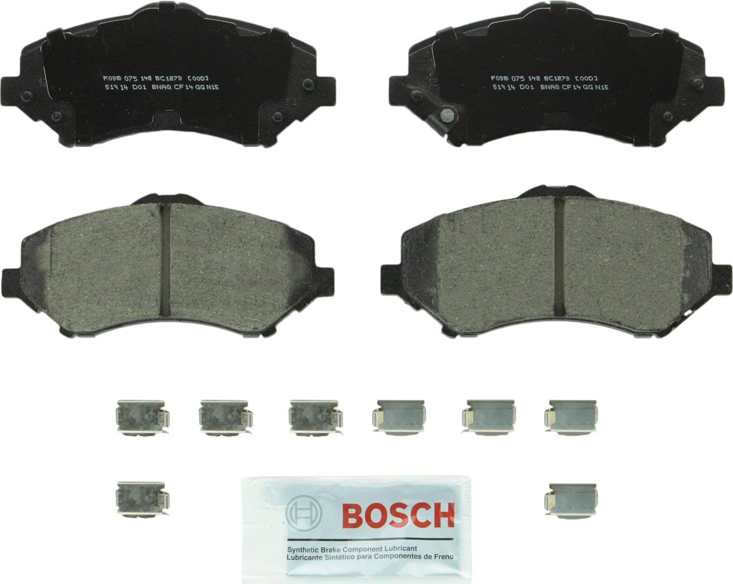 Bosch BC1273 QuietCast Premium Ceramic Disc Brake Pad Set For Dodge: 2007-2010 Nitro; Jeep: 2008-2011 Liberty, 2007-2010 Wrangler; Front