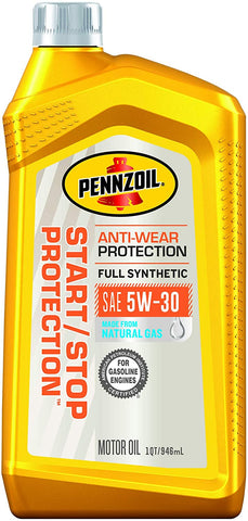 Pennzoil 550053454 Start/Stop Protection Full Synthetic 5W-30 Motor Oil, 1 Quart, 6 Pack