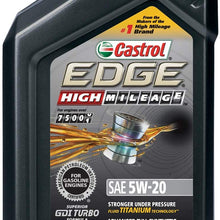 Castrol 06122 EDGE High Mileage 5W-20 Advanced Full Synthetic Motor Oil, 1 quart