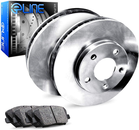 For 2008-2012 Nissan Rogue Rear eLine Plain Brake Rotors Kit + Semi-Met Brake Pads