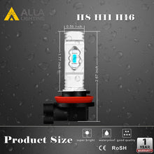 Alla Lighting 3600lm Xtreme Super Bright H11 LED Bulbs H11 Fog Light High Illumination ETI 56-SMD LED H11 Bulb H8 H16 H11 Fog Lights Lamp Replacement - 8000K Ice Blue