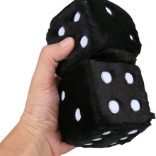 Mrcartool 3 inch Pair of Retro Square Mirror Hanging Dice Couple Fuzzy Plush Dice with Dots for Car Interior Ornament Decoration (Black)