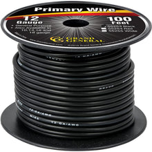 Grand General 55253 Primary Wire 100ft Roll (with Spool for trucks, automobile and more, Black)