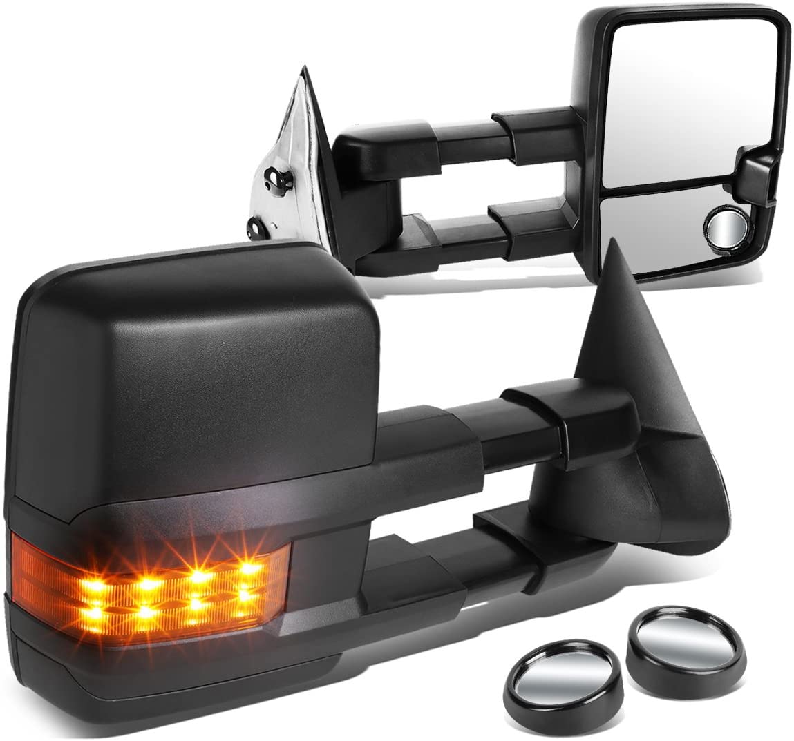 DNA Motoring TWM-015-T666-BK-AM+DM-SY-022 Pair of Towing Side Mirrors + Blind Spot Mirrors
