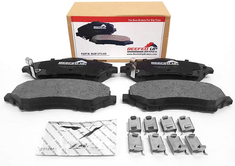 Beefed Up Brakes Heavy Duty Front Ceramic Brake Pad Kit w/Hardware and grease Compatible with 2007-2018 Jeep Wrangler JK/JKU