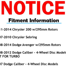Detroit Axle - 295mm Front Disc Replacement Brake Rotors Ceramic Pads Hardware Replacement for 2011 2012 2013 2014 200-2007 - 2010 Sebring - 2008-2014 Dodge Avenger - 2007-2012 Caliber 4 Wheel Disc