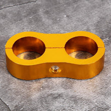 Universal Oil Hose Clamp,Double Hole Tubing Clamp,AN10 Aluminum Alloy Oil Fuel Hose Braided Hose Separator Divider Clamp Car Modification(Golden)