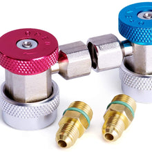 Orion Motor Tech Adjustable R134A Adapter Fittings Quick Coupler High Low AC Freon Manifold Gauge Hose Conversion kit, 1/4" SAE HVAC