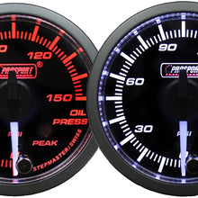 Oil Pressure Gauge-with Peak and Warning Electrical Amber/white Premium Clear Lens White Pointer Series 52mm (2 1/16")