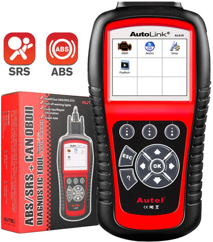 Autel Autolink AL619 Scan Tool with ABS/ SRS Airbag Warning Light OBD2 Scanner, Turn Off Check Engine Light Automotive Diagnostic Tool, Quick Test On The Engine System Scan Tool