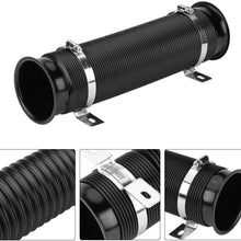 Qiilu Air Intake Tube Cleaner Hose 3inch Universal Cold Air Intake Inlet Pipe Kit Black Flexible Air Duct Hose