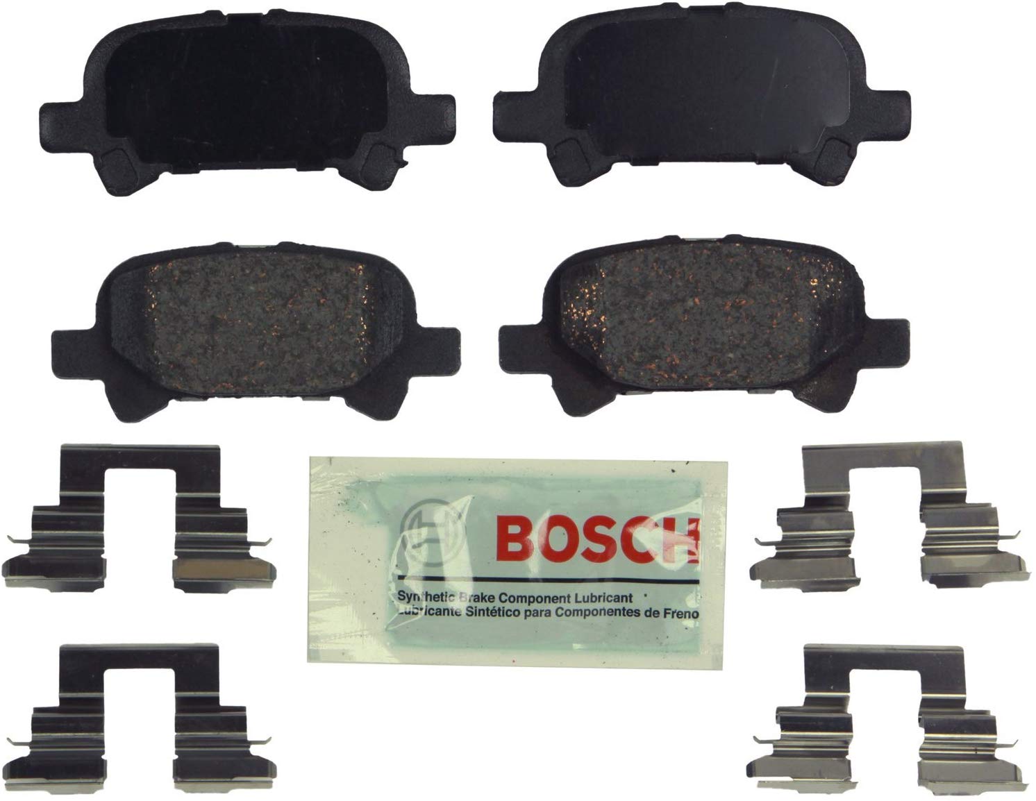 Bosch BE828H Blue Disc Brake Pad Set with Hardware For Select Toyota Avalon, Camry, and Solara Vehicles - REAR