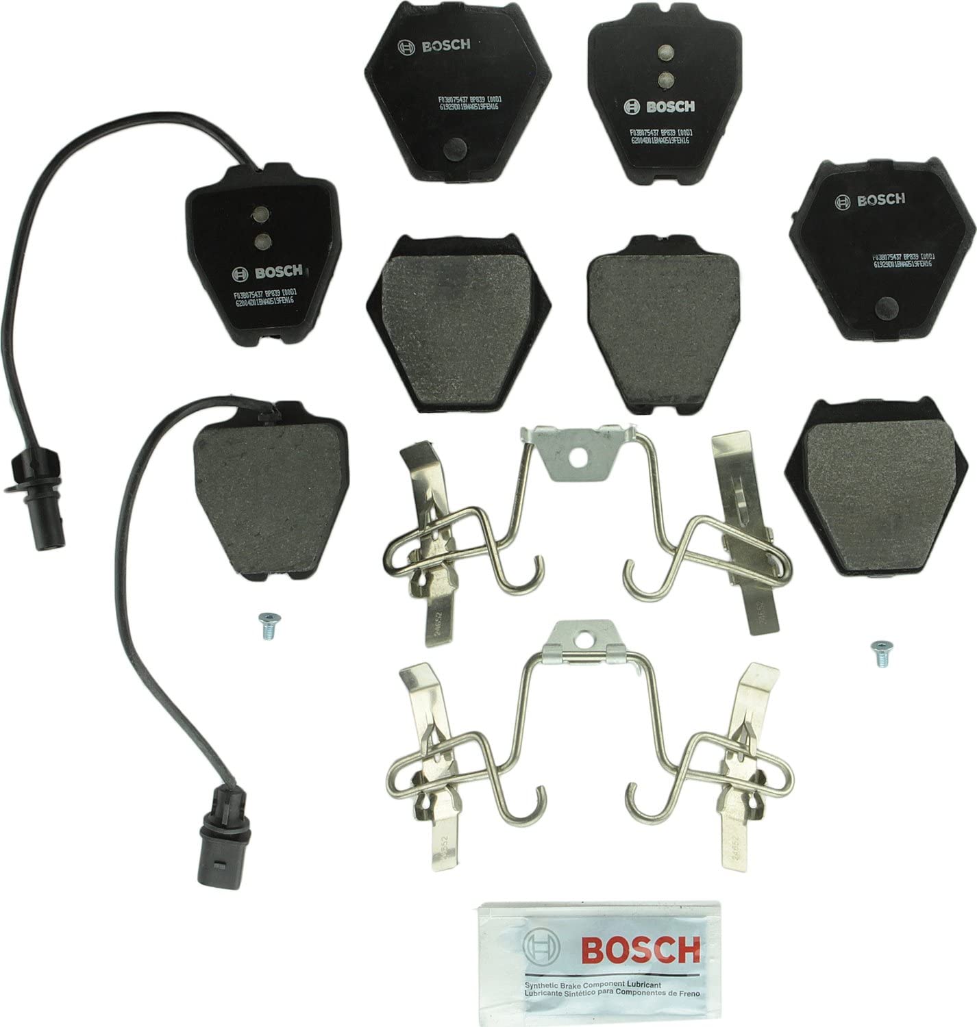 Bosch BP839 QuietCast Premium Semi-Metallic Disc Brake Pad Set For Audi: 2000-2004 A6 Quattro, 2001-2002 Allroad Quattro, 2000-2002 S4; Volkswagen: 2002-2004 Passat; Front