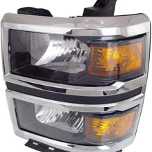Head Lamp Set of 2 Compatible with CHEVROLET SILVERADO 1500 2014-2015 Right Side and Left Side Assembly Halogen Wt/Lt Models 3Rd Gen. CAPA
