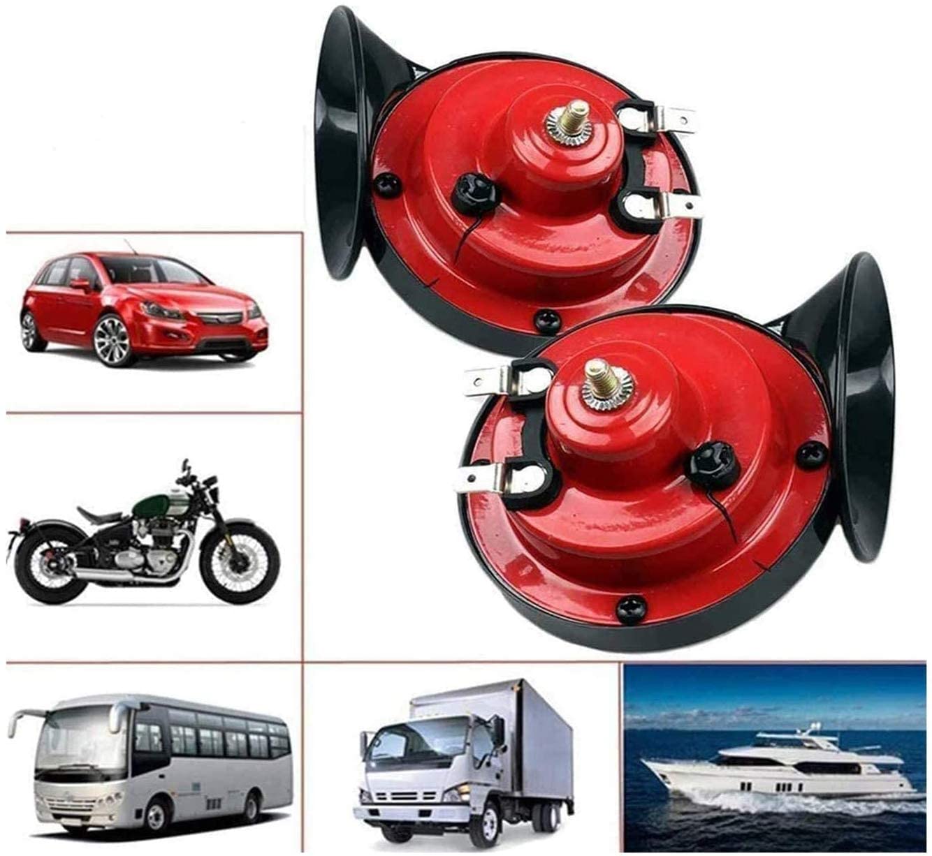 【2 Pack】 300DB 12v Train Horn for Trucks Double Horn Raging Loud Air Electric Snail Single Horn Waterproof Motorcycle Snail Horn,Sound Raging Sound for Car Motorcycle.