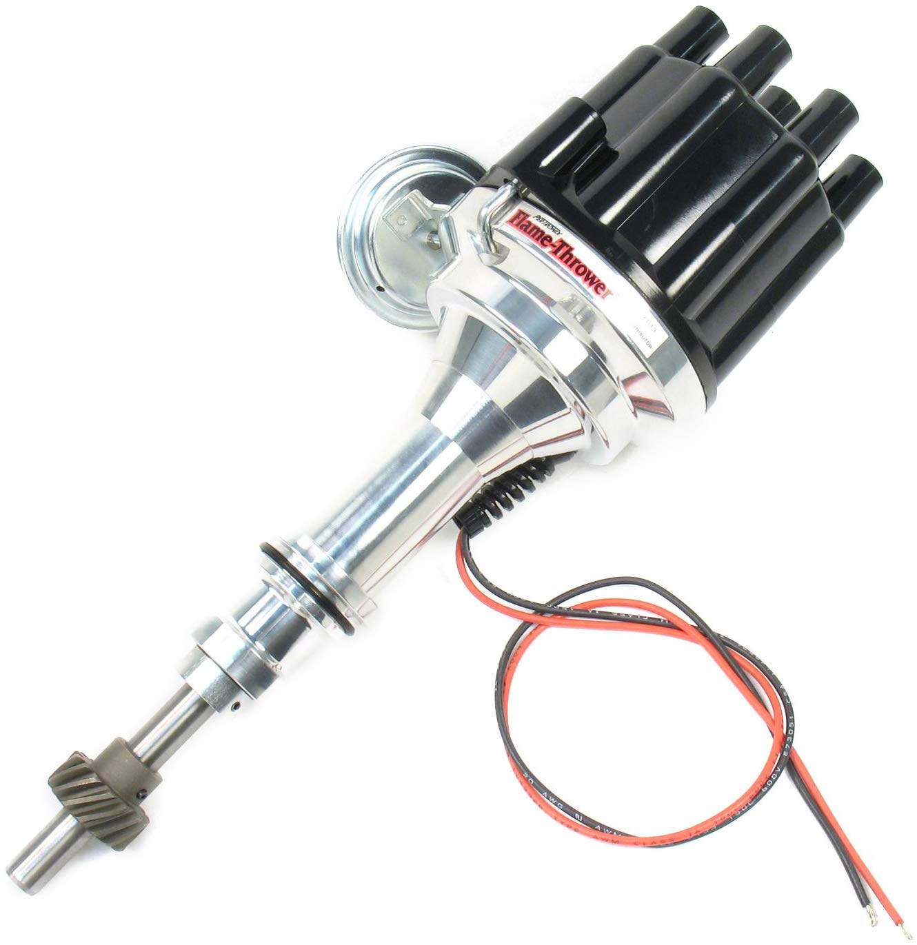 PerTronix D130700 Flame-Thrower Plug and Play Vacuum Advance Black Cap Billet Electronic Distributor with Ignitor II Technology for Ford Small Block