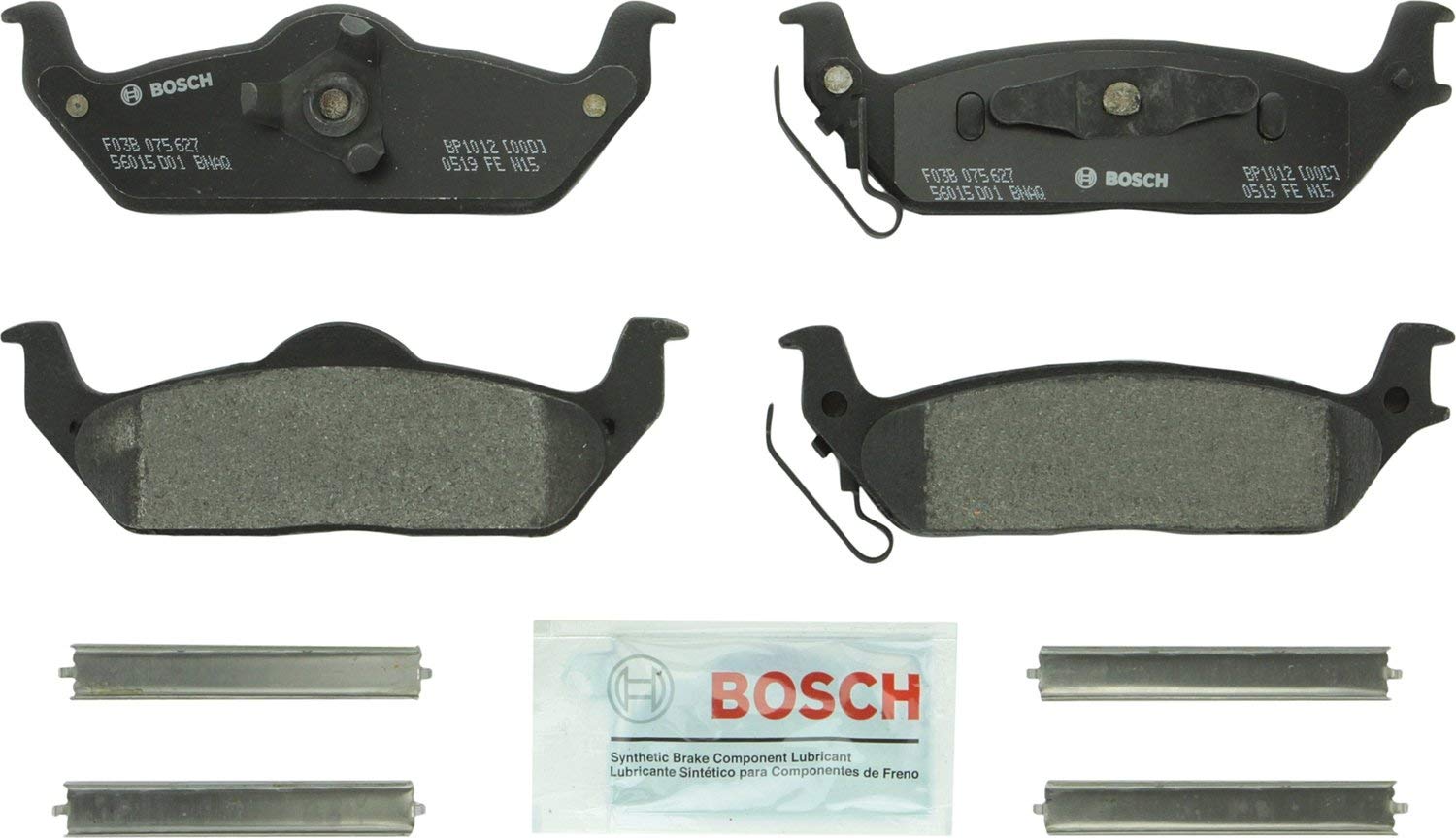 Bosch BP1012 QuietCast Premium Semi-Metallic Disc Brake Pad Set For 2004-2011 Ford F-150 and 2006-2008 Lincoln Mark LT; Rear