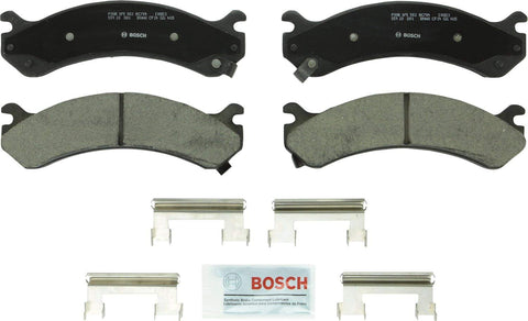 Bosch BC784 QuietCast Premium Ceramic Disc Brake Pad Set For Select Cadillac Escalade; Chevrolet Avalanche, Silverado, Express, Cargo, Suburban; GMC Savana, Sierra, Yukon; Hummer H2 + More; Front