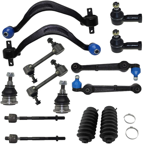 Detroit Axle - 14pc Front Lower Control Arm w/Ball Joint, Sway Bar, Inner and Outer Tie Rod Kit Replacement for 95-00 Sebring Coupe - [95-00 Dodge Avenger] - 95-99 Mitsubishi Eclipse