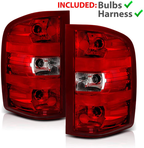 AmeriLite Red Replacement Brake Tail Light Set for Chevy Silverado w/Bulb and Harness