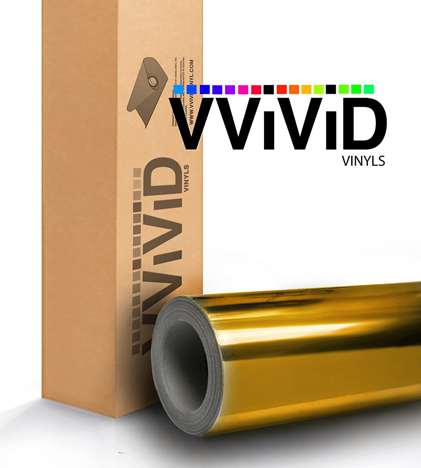 VViViD Gloss Chrome Gold Vinyl Wrap Adhesive Film Roll Air Release DIY Decal Sheet (17.9 Inch x 60 Inch)