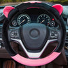 ChuLian Cute Winter Warm Plush Auto Car Steering Wheel Cover for Women Girls, Universal 15 Inch Car Accessories, Rose Red