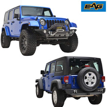 EAG Fit for 07-18 Jeep JK Wrangler Front Bumper with Fog Light hole and Rear Bumper with 2" Hitch Receiver Combo